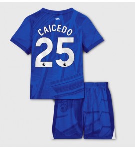 Chelsea Moises Caicedo #25 Jalkapallovaatteet Lasten Kotipeliasu 2025-26 Lyhythihainen (+ Lyhyet housut)